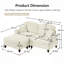 Grand canapé modulaire en L à deux places avec accoudoirs évasés et volants amovibles, jupes plissées et pieds fuselés, canapé-lit en chenille confortable avec repose-pieds mobile-325884159