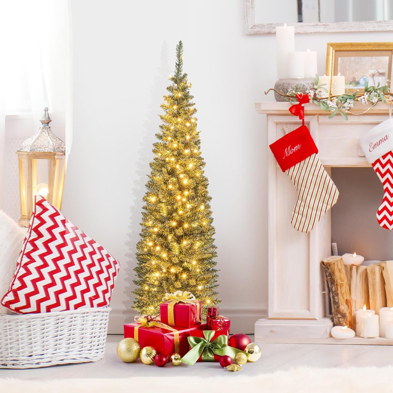 Lighted Artificial Pine Christmas Tree, 150cm H