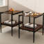 Collection 3 tables à la mode, tables basses et tables de bout, verre trempé, tables brunes, construction, style de vie élégant,-940777142