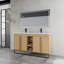 Meuble-lavabo autoportant de 60 po avec double lavabo en résine, porte à fermeture en douceur 4 et support de rangement à 3 ouvertures, emballage KD, contreplaqué