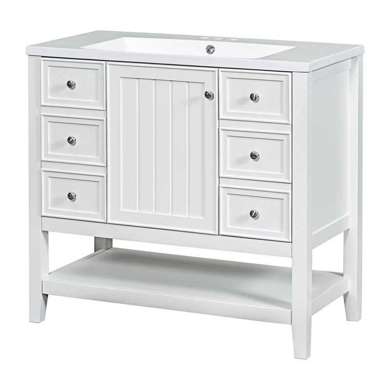 Meuble-lavabo de salle de bain avec lavabo, Blanc