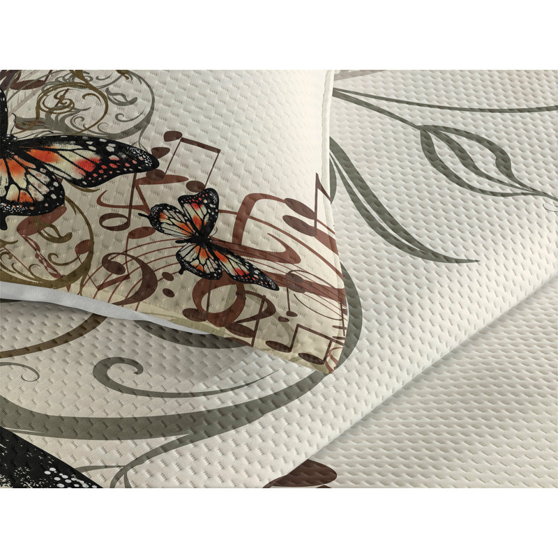Butterflies Polyester Coverlet, King Bedspread + 2 Shams