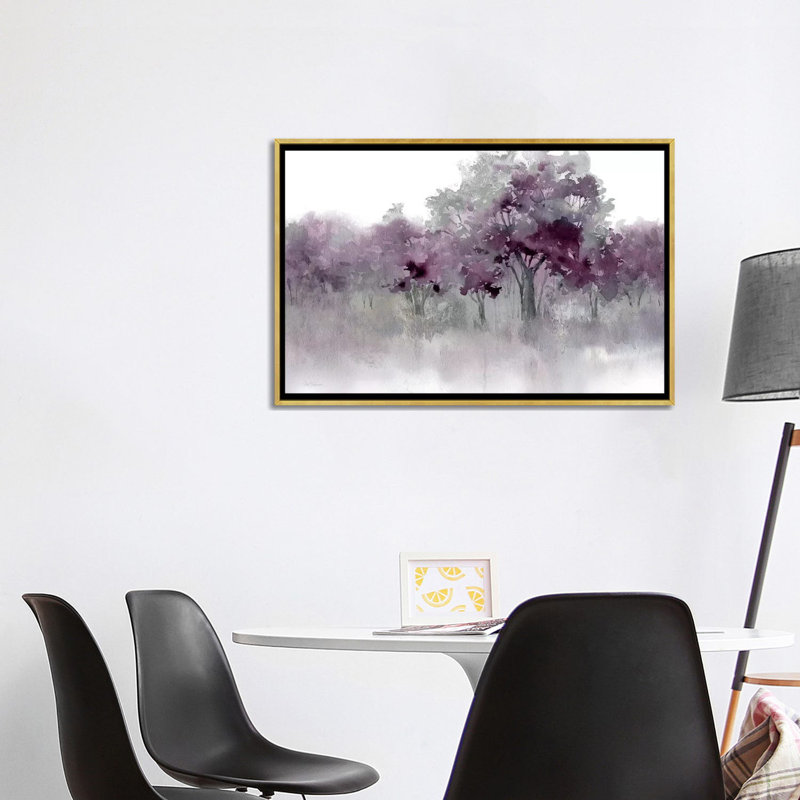 «Water's Edge II - Mauve» par Carol Robinson - reproduction imprimée, H 26 po x l 40 po, Toile encadrée, Doré