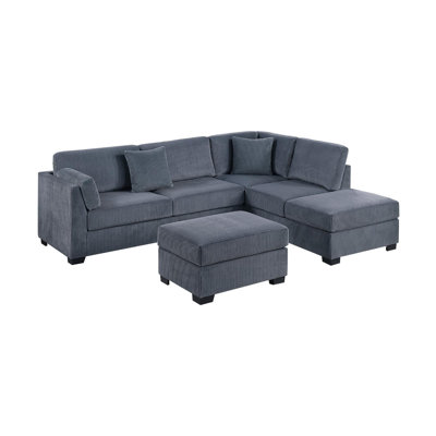 Sectional sofa with chaise longue and footstool