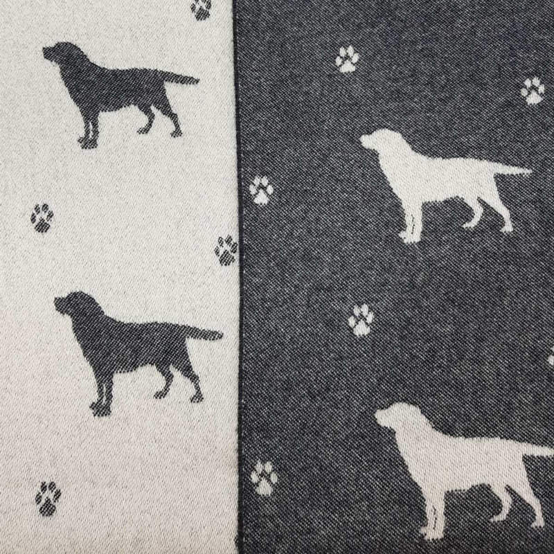 Jeté tissé en laine d'agneau Merino, Imprimé animal noir / blanc