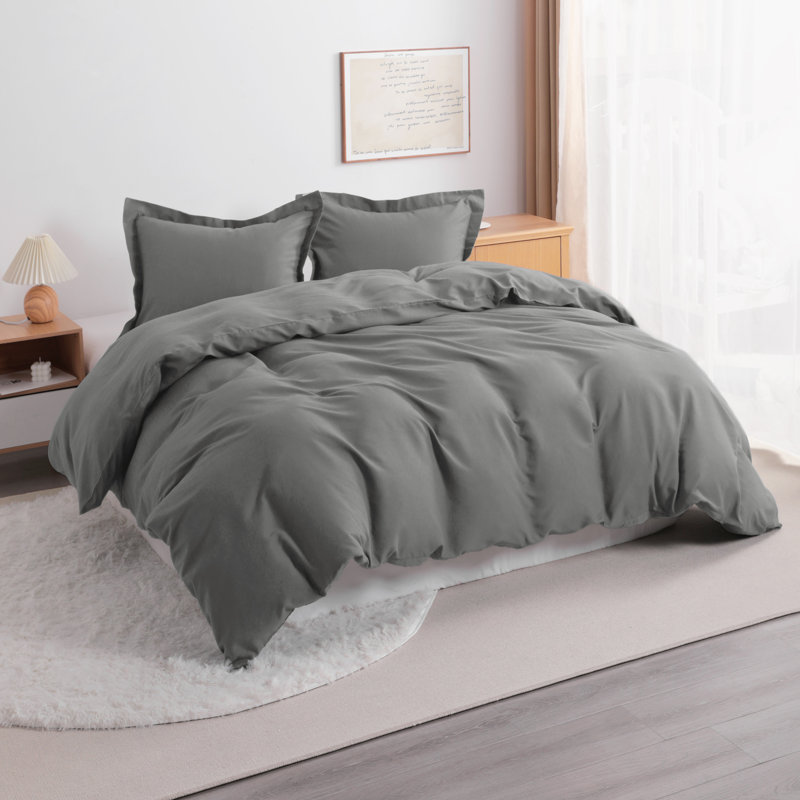 3 Pieces Duvet Cover Set, 100% Brushed Microfiber Comforter Cover Set with Ties - NTBAY, Queen Duvet Cover + 2 Shams