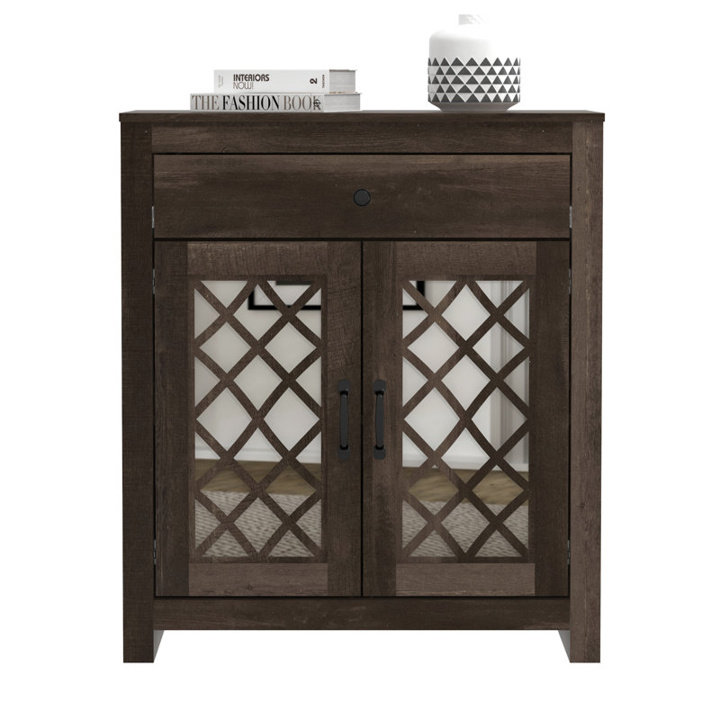Perrault Accent Cabinet with Drawer, Dark Brown Wood