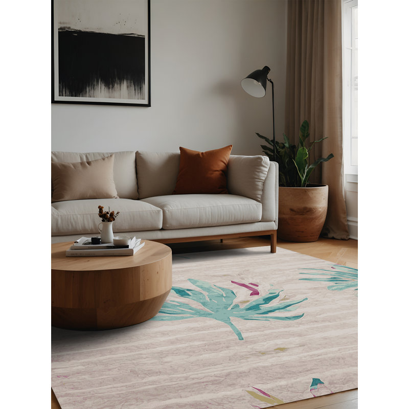Machine Washable Beige Area Rug, Square 4'