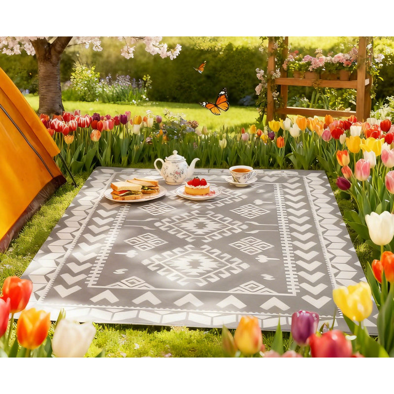 Tapis intérieur / extérieur réversible gris et blanc imperméable