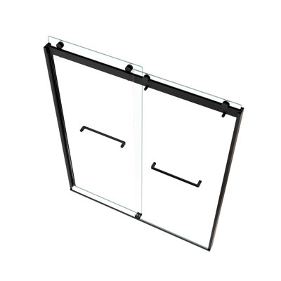Matted Black Bypass Shower Door - 5/16" Tempered Glass Stainless Steel Handle Collision Left Or Right Opening 6074 Black, Explode Smooth Sliding, 36000 Times Test, Easy Installation For Bathroom
