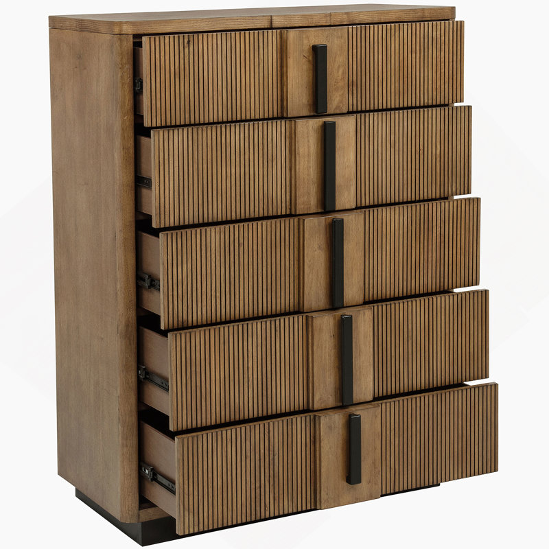Commode 5 tiroirs brun cendré