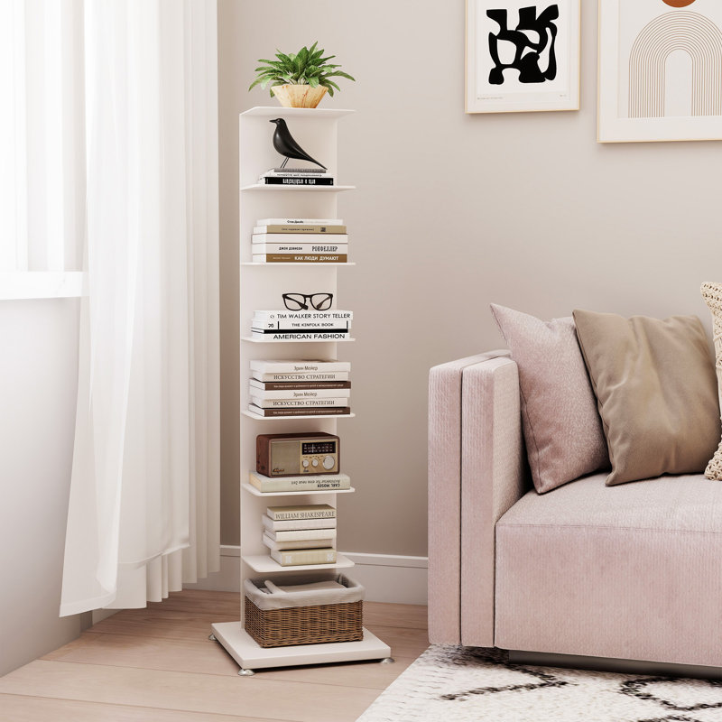 Zumar 49.6'' H 7 Tier Metal Invisible Bookshelf, White