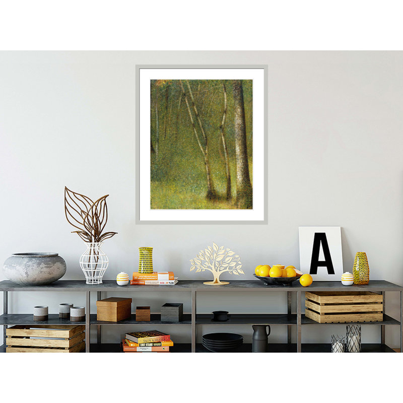 «The Forest at Pontaubert» par Georges Seurat, impression giclée encadrée, 40.53" H x 33.5" W