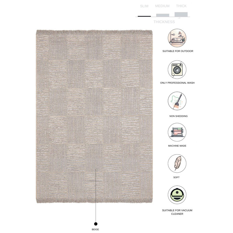 Tapis rectangulaire en jute / sisal Dainel, Rectangle 4 pi x 5 pi 11 po