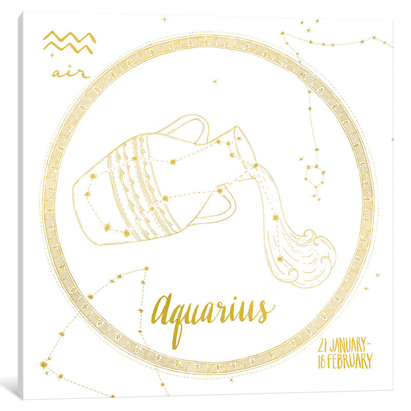 Night Sky Series: Verseau sur toile tendue, H 26 po x l 26 po x P 1,5 po, Pas de tapis, Toile tendue