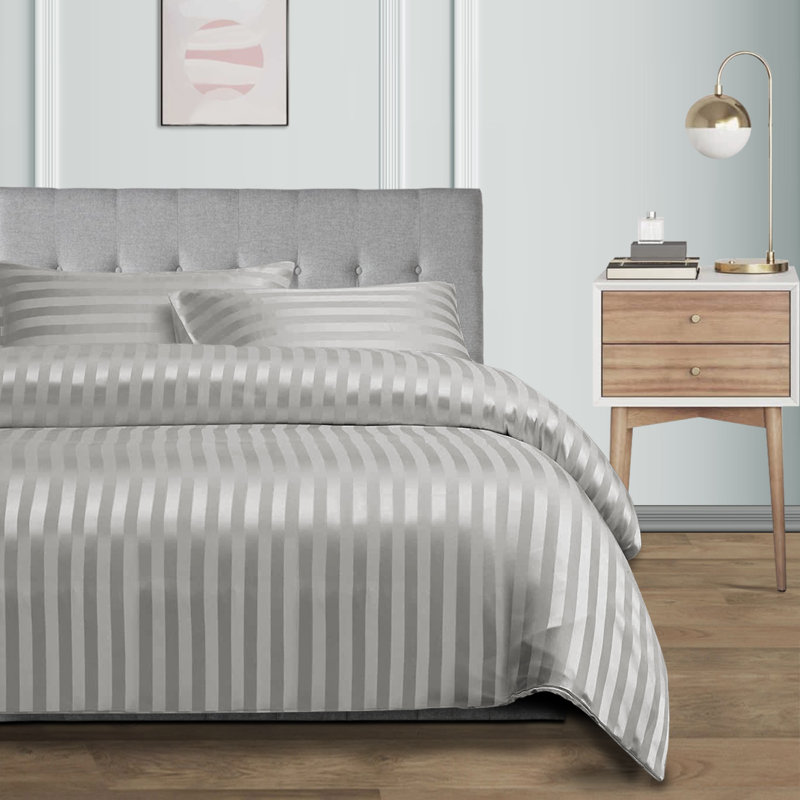 Microfibre 250 Thread Count Reversible Modern & Contemporary Reversible Duvet Cover Set, Kingsize, Grey