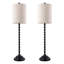 Ensemble de 2 lampes de table de 29,5 po de hauteur, ensemble de 2 lampes noires avec commande tactile à 3 voies et abat-jour tambour en lin, pour le salon, la chambre à coucher, le vestibule et le vestibule