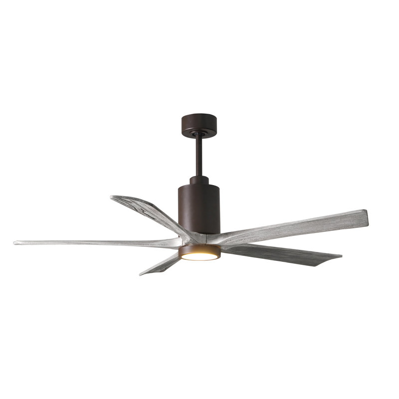 Patricia LED Downrod Ceiling Fan, Textured Bronze, Barn Wood Tone