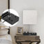 Lampe de table Marshawn avec 2 ports USB, 2 prises de courant et ampoule incluse
