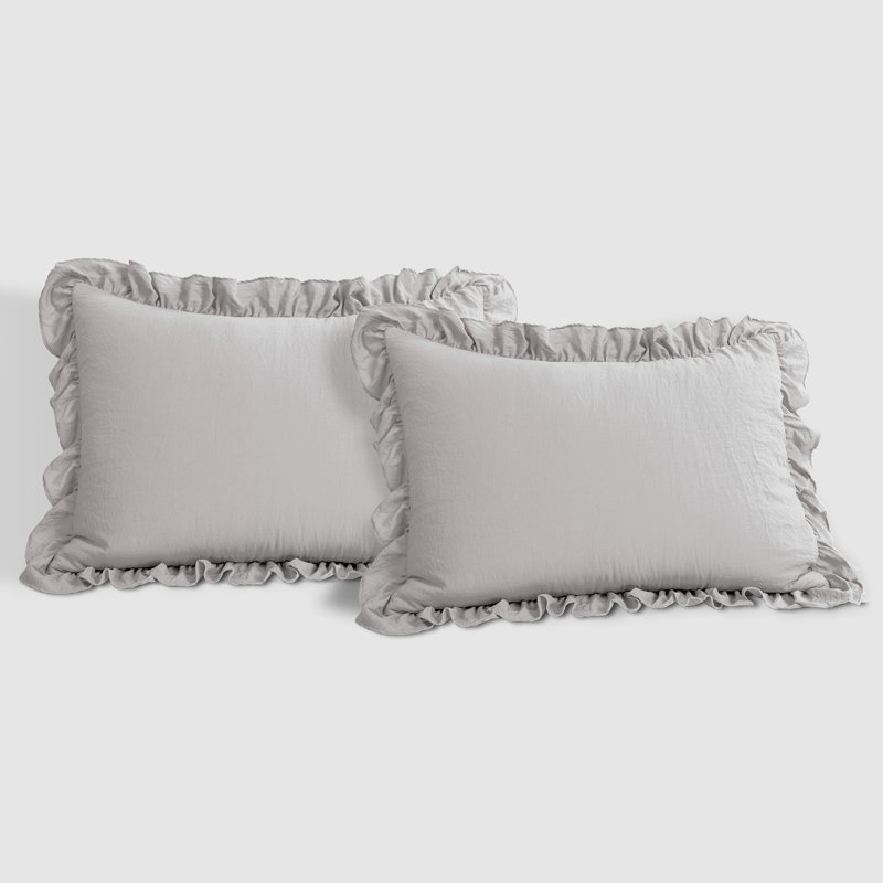 Reyna Microfiber 3 Piece Comforter Set, Full/Queen Comforter + 2 Standard Shams, Light Gray