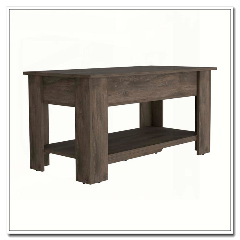 Table de rangement Austin, une tablette de table extensible, quatre pieds, tablette inférieure - brun foncé, Brown