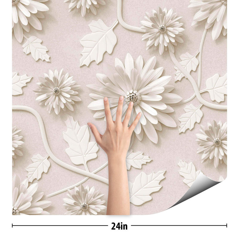 Munazzah Peel & Stick Floral Tile, 2' W x 8.5' L