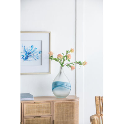 Vase de table en verre 16,3 "blanc / bleu Genera