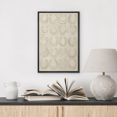 Neutral Western Horseshoe Pattern Luck Symbol Framed Canvas Master Bedroom Wall Art Work Print