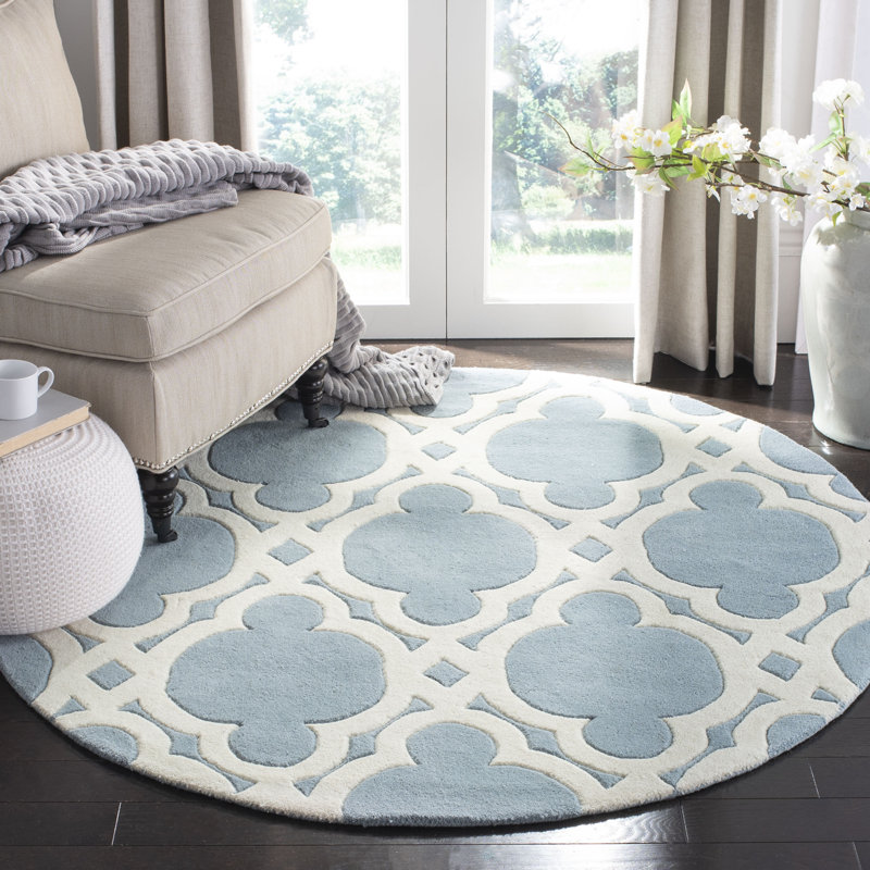 Carolene Hand Tufted Wool Geometric Rug, Round 5'