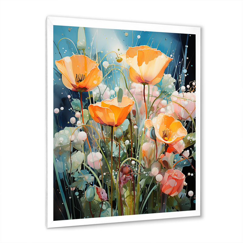 «Garden Delights Wild Expression Blooms», reproduction d'art sur toile, H 40 po x l 30 po x P 1,5 po, Cadre simple blanc