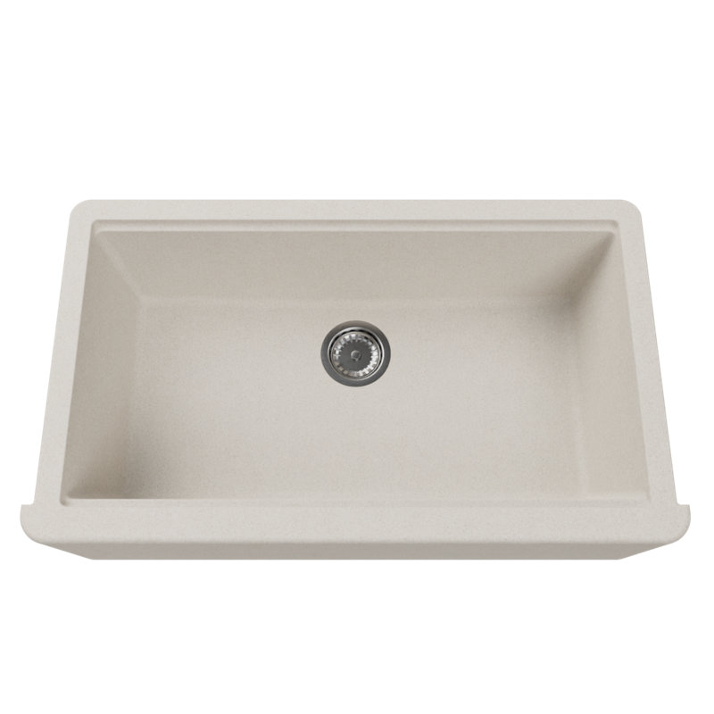 Titan Self-Trimming Farmhouse/Apron Kitchen Sink with Accessories, Tan, 33" L x 20" W x 9.6" H