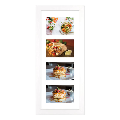 Antaqui White 8x20 Wood Collage Picture Frame Showing 4x6 Photos