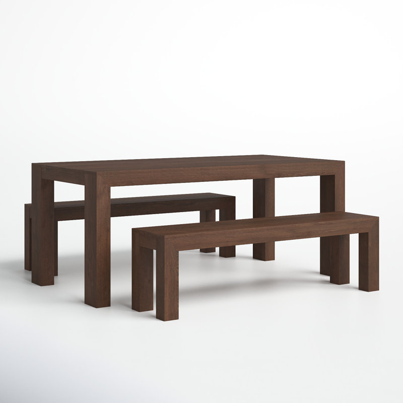 Linzy 6-Person Pine Solid Wood Modern Dining Set, Walnut Wirebrush