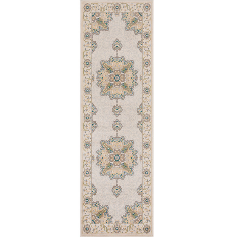 Edeline 100% Poplypropylene Traditional Medallion Orientalor Runner, ﻿Runner 2'7" x 8'