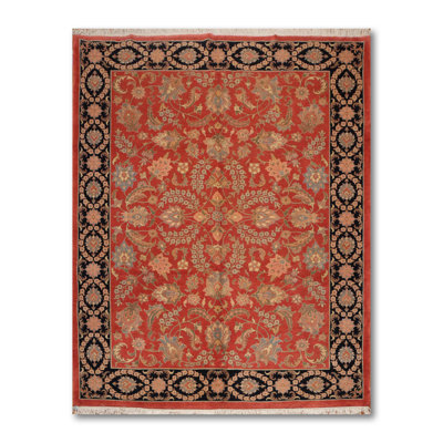 Tapis en laine orange/noir 7 pi 10 po x 10 pi 4 po one-of-kind à la main noué la Ellerbee