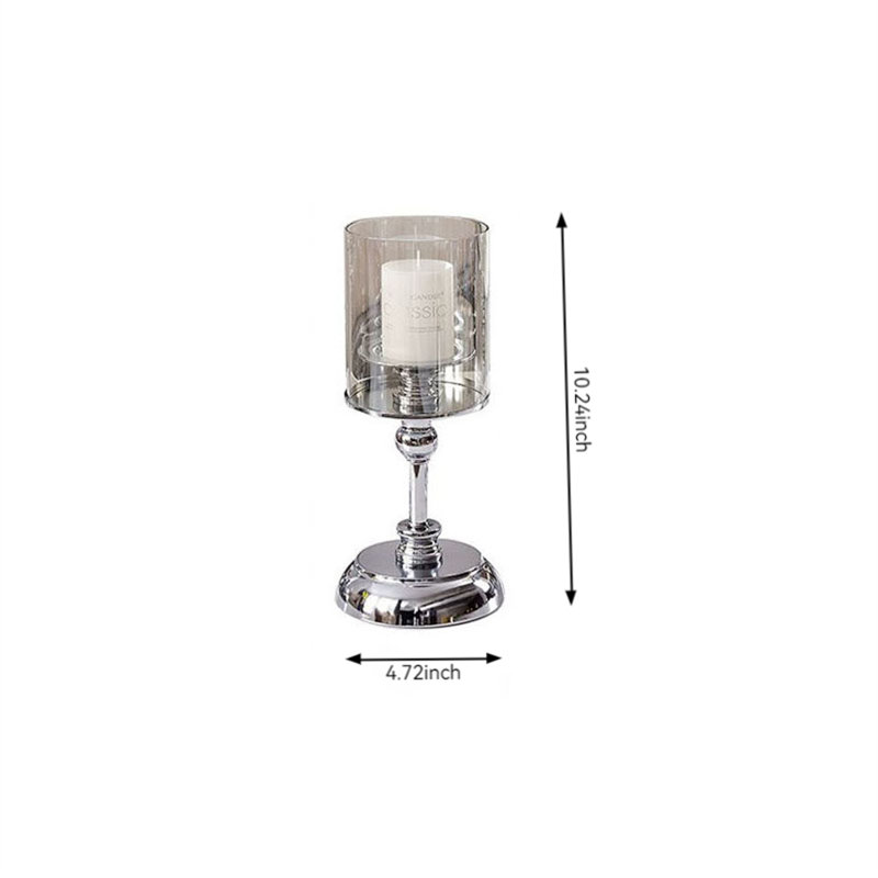 Glass Tabletop Candlestick, 10.24" H x 4.72" W x 4.72" D