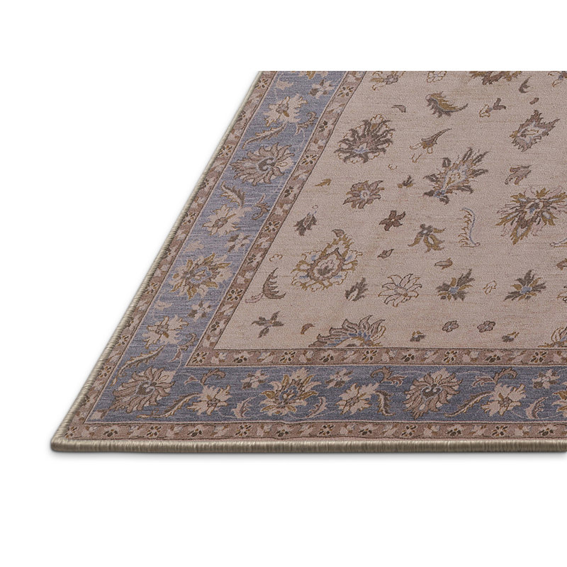 Tapis oriental ivoire / bleu Chehalis, Rectangle 8 pi x 12 pi
