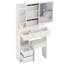 Petit meuble-lavabo de 29,2 po avec tabouret de bureau et tabouret rembourré, très grand miroir coulissant à droite, rangement multi-couches à grande capacité, commode pratique et pratique, convient aux petits espaces-948657724