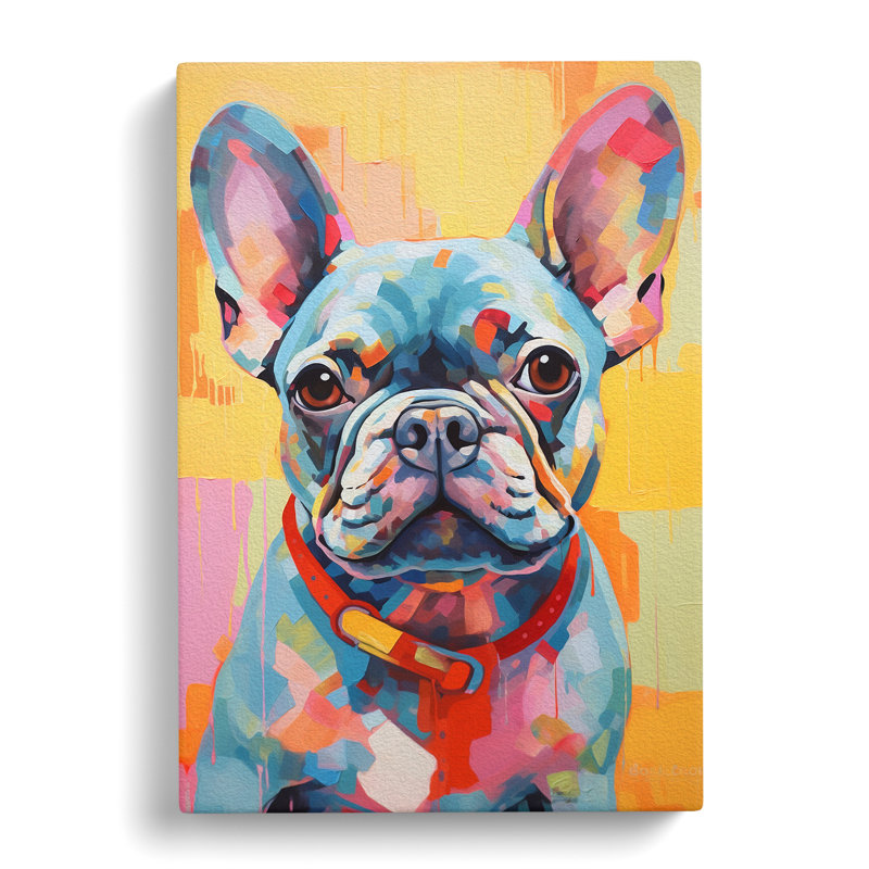 French Bulldog Hard Edge - Wrapped Canvas, 76cm H x 50cm W x 3cm D