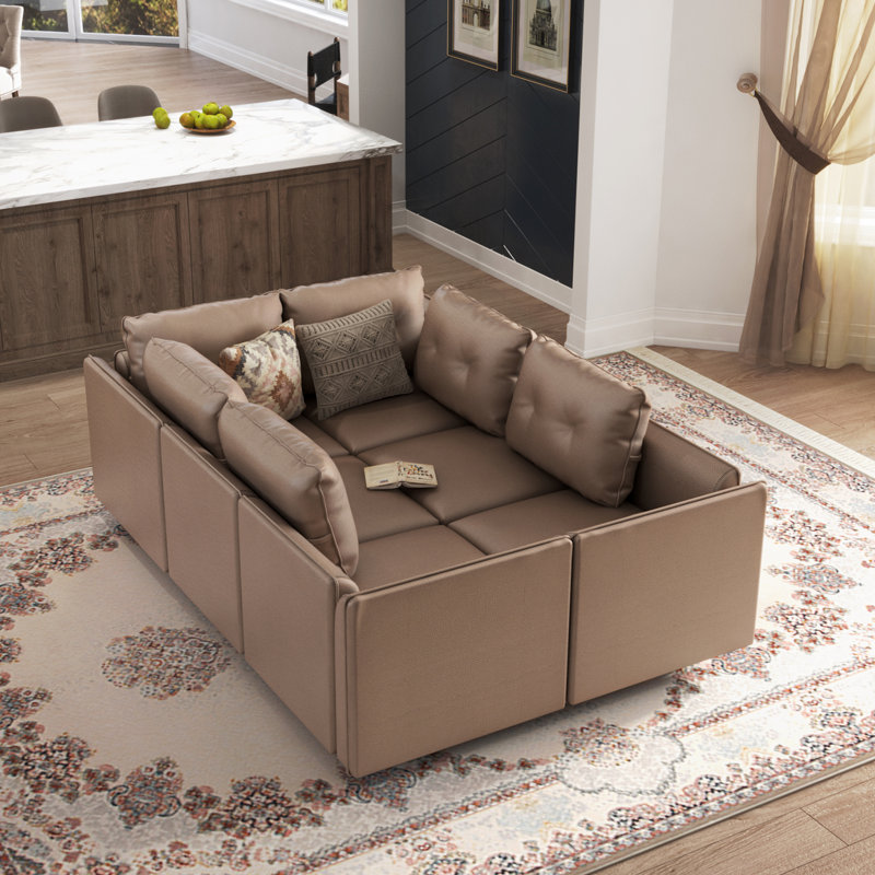 Canapé modulaire modulaire 2 pièces Zendajas, Mélange de polyester brun