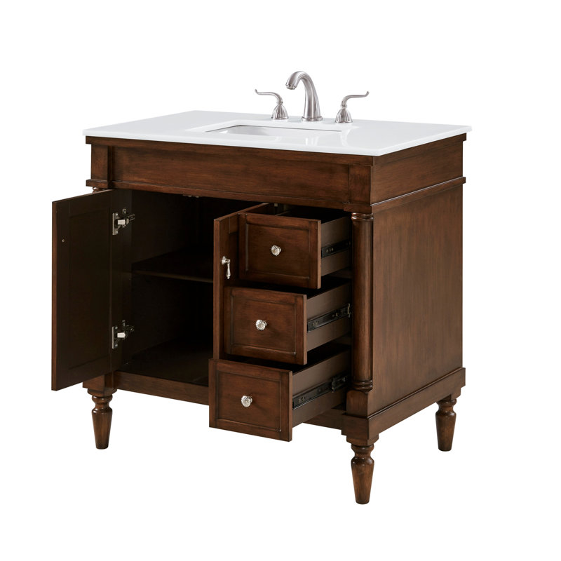 Ensemble de meuble-lavabo simple 36 po Lexington, Noyer, Blanc Ivoire