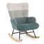  Chaise berçante ergonomique avec dossier haut, siège en tissu Boucle, base en bois d'hévéa et pochette de rangement latérale, parfaite pour la chambre de bébé, le salon ou le bureau personnel, blanc et bleu