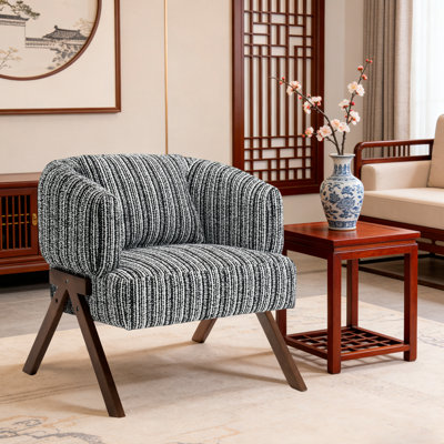 Chaise d'appoint rembourrée de style Mid-Century avec pieds en bois massif