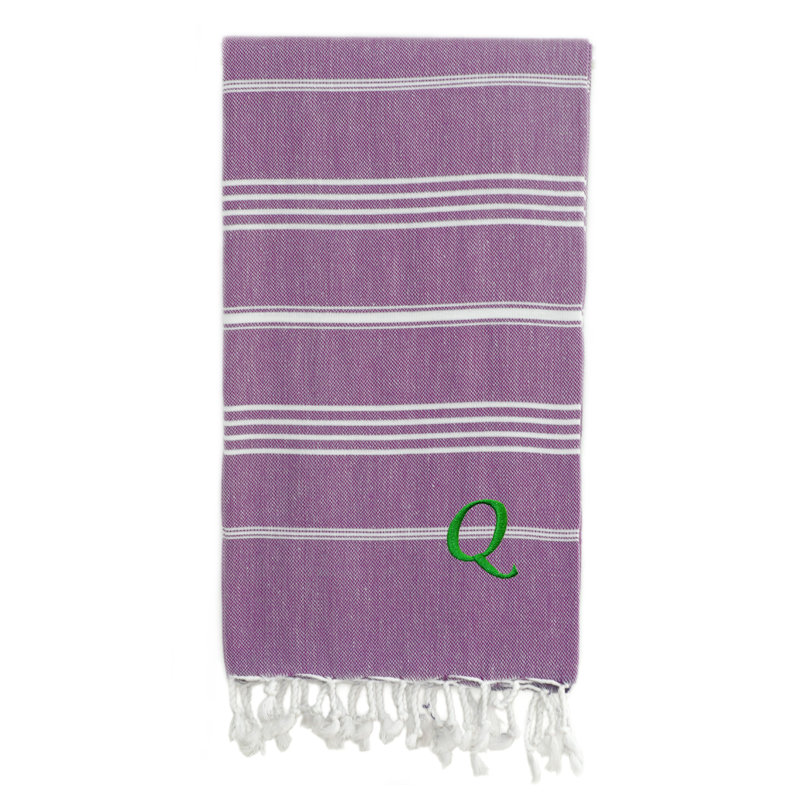 Serviette de plage 100% coton Pestemal Lucky, Vert clair / blanc, Q