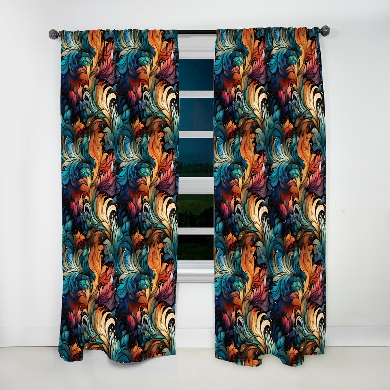 Motif cachemire Fusion contemporain - rideau glamour - obscurcissant velours - 1 panneau, L 52 po x L 63 po