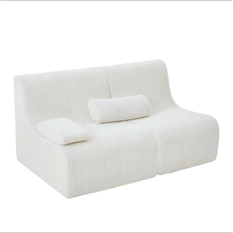 Canapé modulaire moderne 63,7 po, White Corduroy