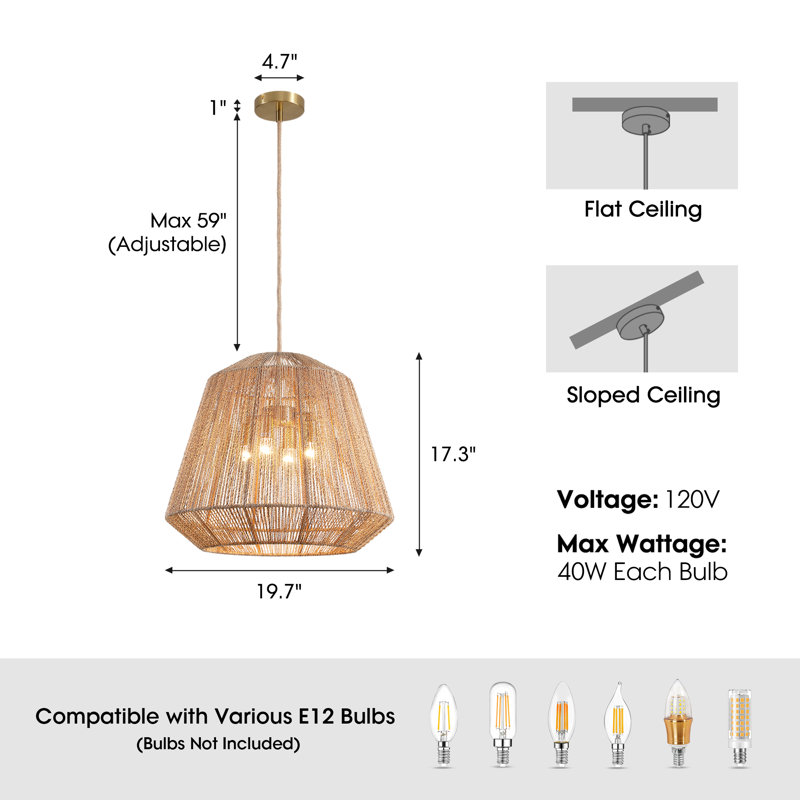 4 - Light Lantern Rope Geometric Chandeliers