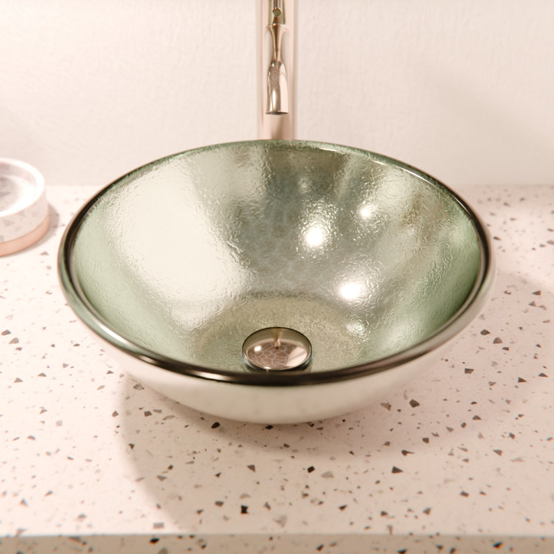 Lavabo de salle de bain à bateau circulaire en verre argento