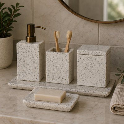 Ahnalia Marble Bathroom Accessory Set