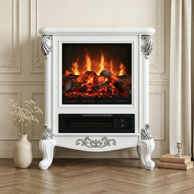 18" Freestanding Vintage Electric Fireplace Stove, 1500W, Remote & Timer, 5 Colors, Overheat  Protection